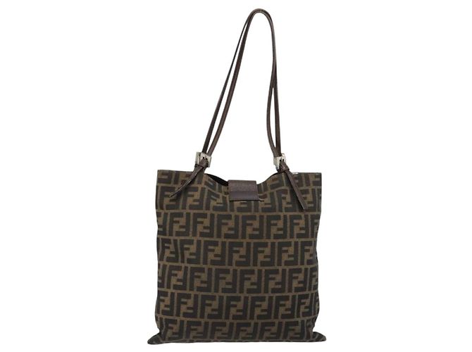 FENDI Zucca Canvas Tote Bag Schwarz Braun Auth 176230 - Ansicht 2