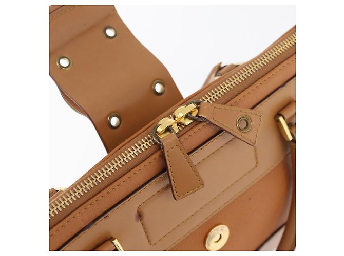 Borsa a mano in pelle marrone e oro Christian Dior Street Chic Auth ep14353A D'oro - vista 10