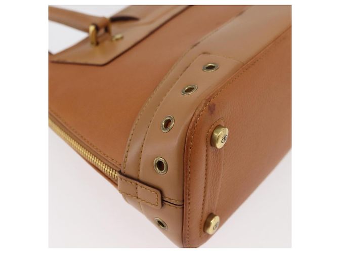 Borsa a mano in pelle marrone e oro Christian Dior Street Chic Auth ep14353A D'oro - vista 16
