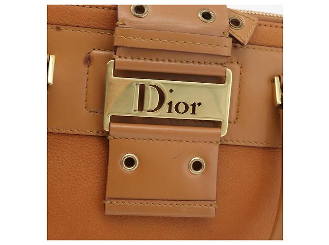Borsa a mano in pelle marrone e oro Christian Dior Street Chic Auth ep14353A D'oro - vista 18