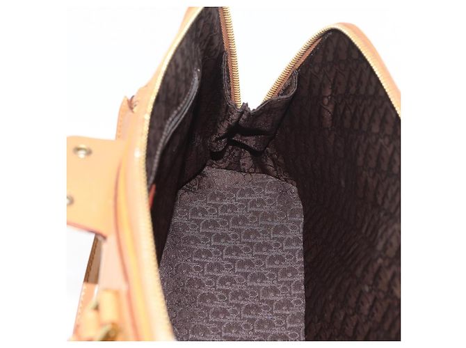 Borsa a mano in pelle marrone e oro Christian Dior Street Chic Auth ep14353A D'oro - vista 20