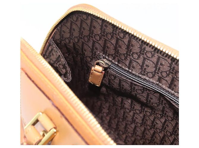 Borsa a mano in pelle marrone e oro Christian Dior Street Chic Auth ep14353A D'oro - vista 22