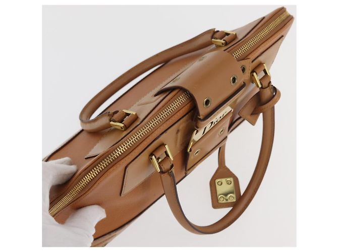 Borsa a mano in pelle marrone e oro Christian Dior Street Chic Auth ep14353A D'oro - vista 6