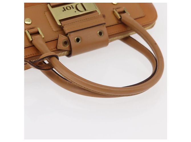 Borsa a mano in pelle marrone e oro Christian Dior Street Chic Auth ep14353A D'oro - vista 7