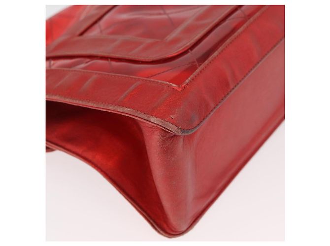CHANEL Borsa a Spalla Matelassé Catena Vinile Rosso Oro CC Auth 177136A D'oro - vista 15