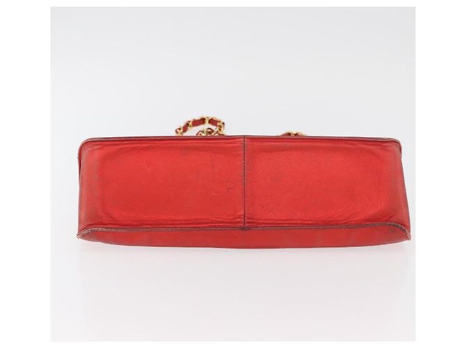 CHANEL Borsa a Spalla Matelassé Catena Vinile Rosso Oro CC Auth 177136A D'oro - vista 5