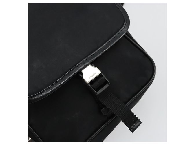 PRADA Schultertasche Nylon Schwarz Silber Authentisch bs34673 - Ansicht 10