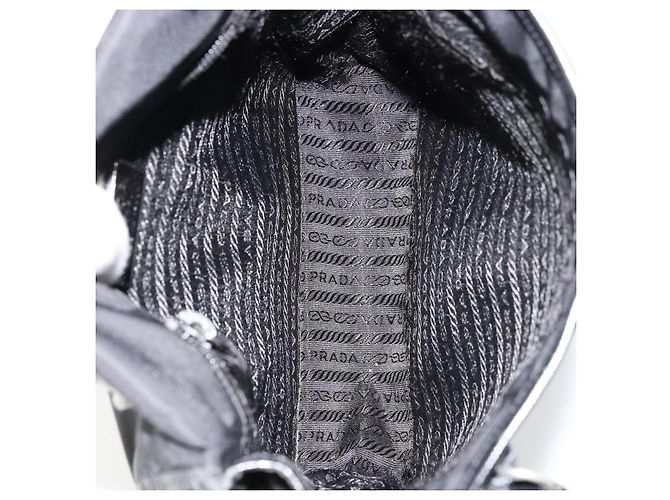PRADA Schultertasche Nylon Schwarz Silber Authentisch bs34673 - Ansicht 11