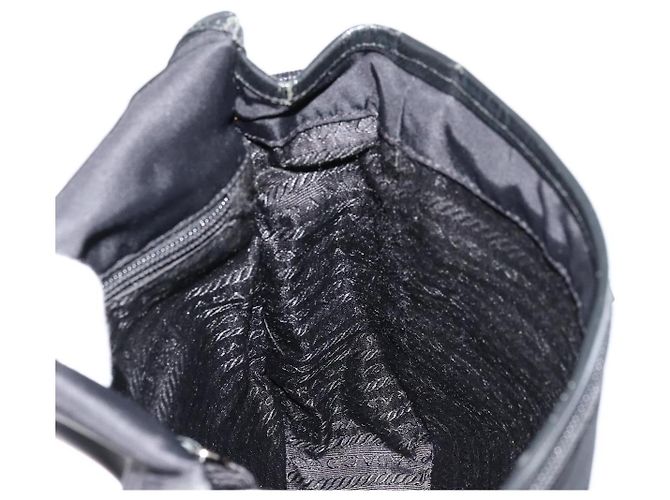 PRADA Schultertasche Nylon Schwarz Silber Authentisch bs34673 - Ansicht 19