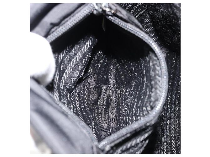 PRADA Schultertasche Nylon Schwarz Silber Authentisch bs34673 - Ansicht 22