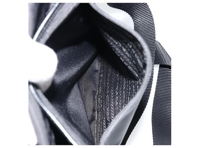 PRADA Schultertasche Nylon Schwarz Silber Authentisch bs34673 - Ansicht 24
