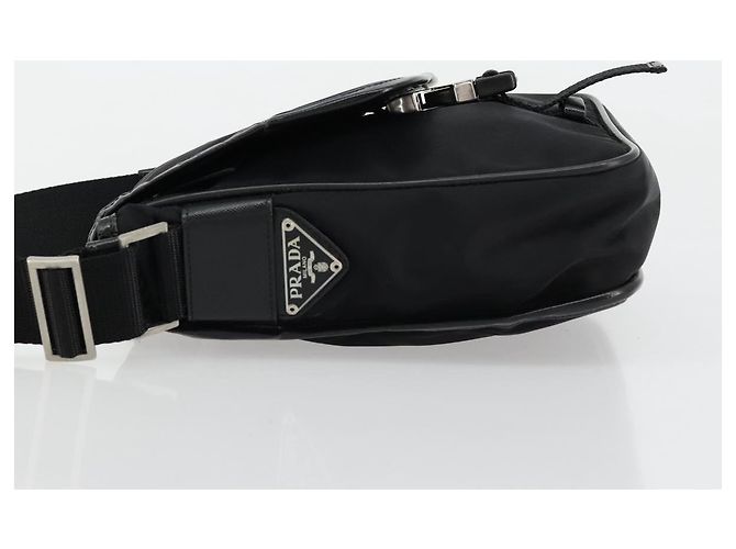 PRADA Schultertasche Nylon Schwarz Silber Authentisch bs34673 - Ansicht 4