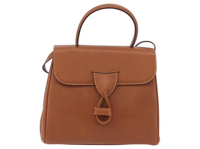 LOEWE Borsa a Mano in Pelle 2 in 1 Marrone Oro Auth ep14461 D'oro - vista 13