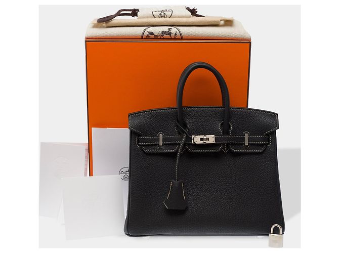 Hermès Borsa HERMES Birkin 25 in Pelle Nera - 103470 Nero - vista 2
