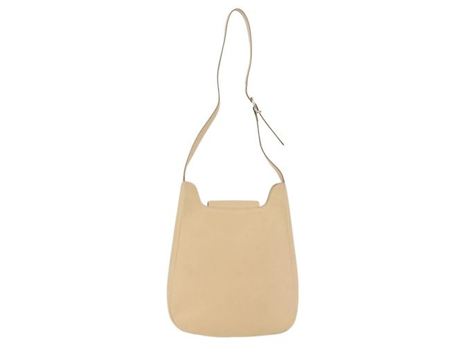 Borsa a Spalla Gancini in Pelle Beige Argento Auth 175046 di Salvatore Ferragamo - vista 2