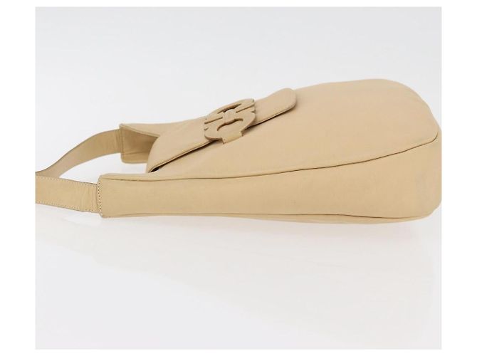 Borsa a Spalla Gancini in Pelle Beige Argento Auth 175046 di Salvatore Ferragamo - vista 4