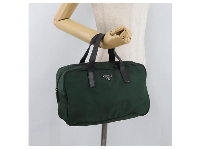 PRADA Borsa a mano in nylon khaki argento autentica am11358A Cachi - vista 23