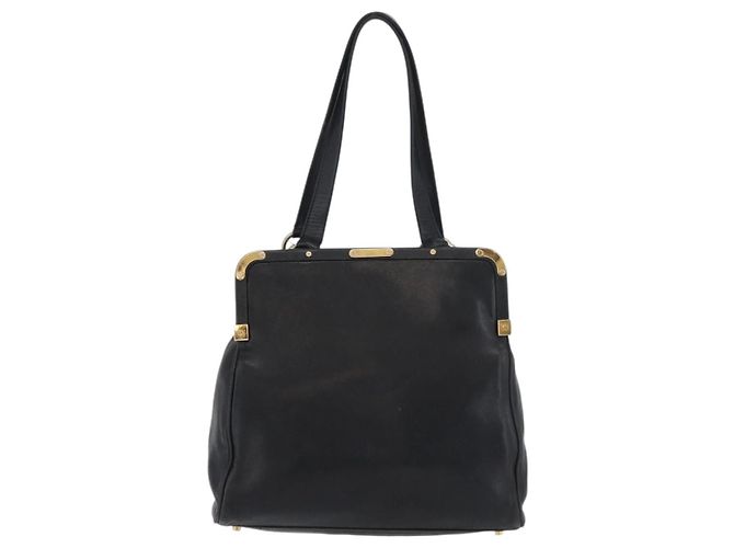 Prada Borsa Tote in Pelle Nera e Oro Auth 176925A Nero D'oro - vista 2
