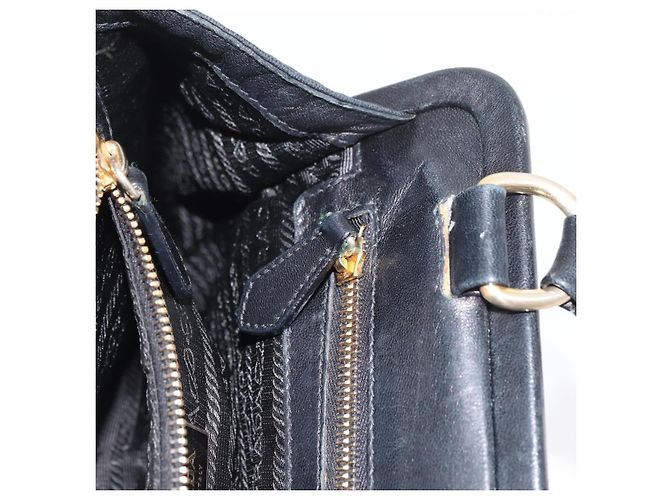 Prada Borsa Tote in Pelle Nera e Oro Auth 176925A Nero D'oro - vista 24