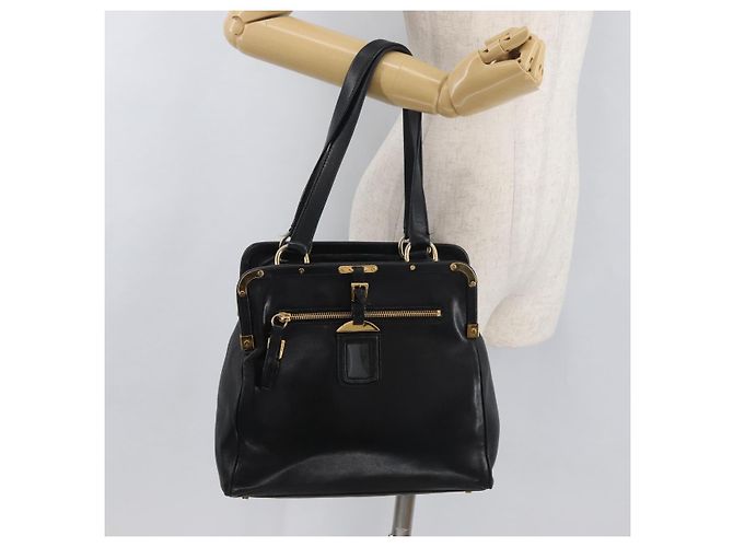 Prada Borsa Tote in Pelle Nera e Oro Auth 176925A Nero D'oro - vista 26
