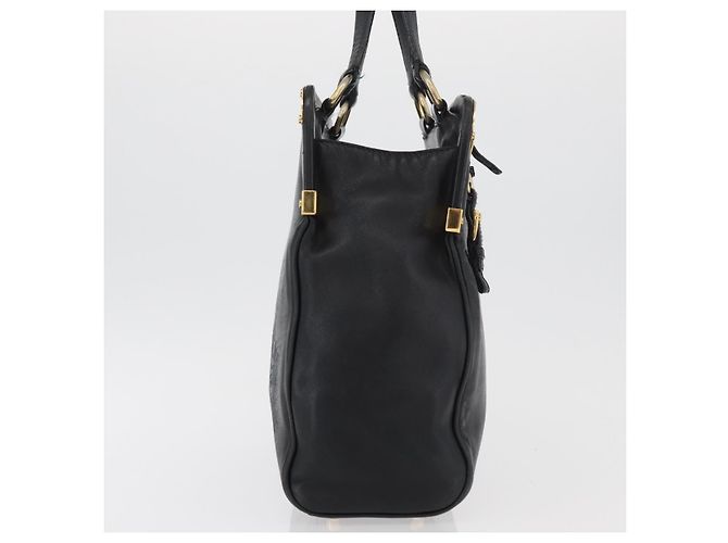 Prada Borsa Tote in Pelle Nera e Oro Auth 176925A Nero D'oro - vista 4