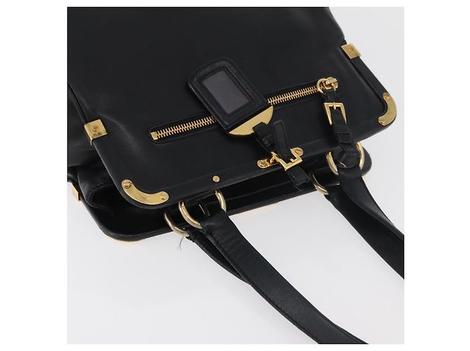 Prada Borsa Tote in Pelle Nera e Oro Auth 176925A Nero D'oro - vista 7