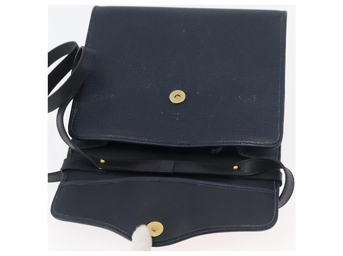 Borsa a mano Christian Dior in pelle 2 vie blu navy oro Auth ep14265 D'oro - vista 10