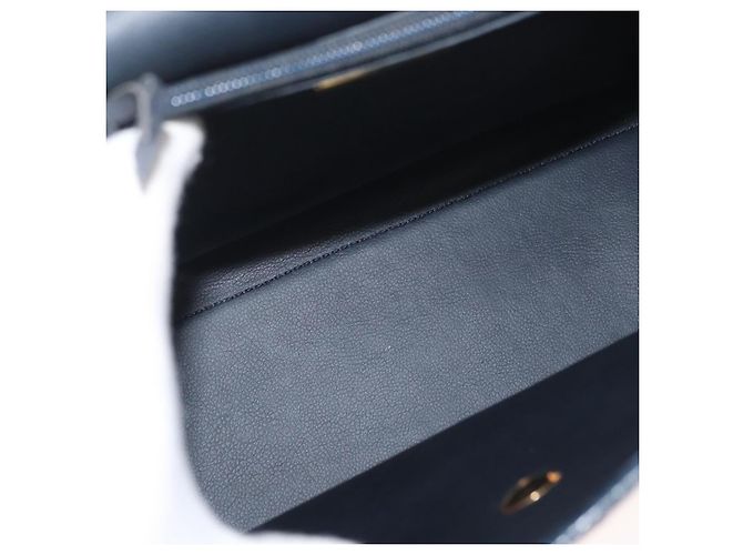 Borsa a mano Christian Dior in pelle 2 vie blu navy oro Auth ep14265 D'oro - vista 11