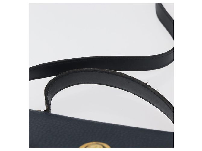Borsa a mano Christian Dior in pelle 2 vie blu navy oro Auth ep14265 D'oro - vista 14