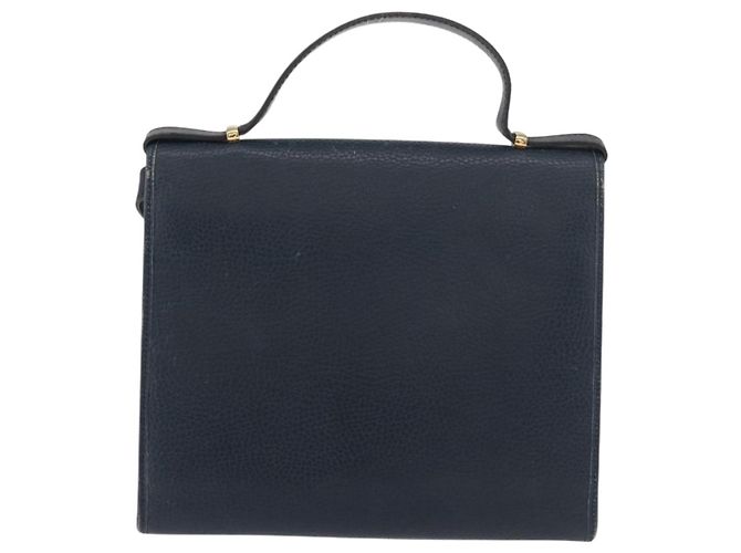Borsa a mano Christian Dior in pelle 2 vie blu navy oro Auth ep14265 D'oro - vista 2