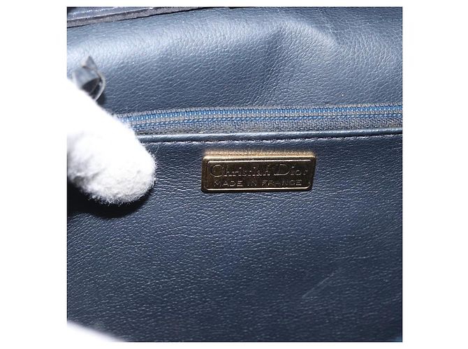 Borsa a mano Christian Dior in pelle 2 vie blu navy oro Auth ep14265 D'oro - vista 20