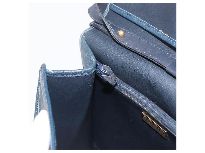 Borsa a mano Christian Dior in pelle 2 vie blu navy oro Auth ep14265 D'oro - vista 23