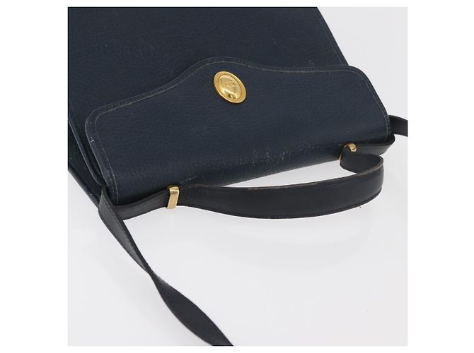 Borsa a mano Christian Dior in pelle 2 vie blu navy oro Auth ep14265 D'oro - vista 6