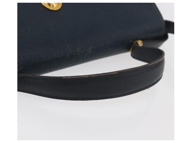 Borsa a mano Christian Dior in pelle 2 vie blu navy oro Auth ep14265 D'oro - vista 7