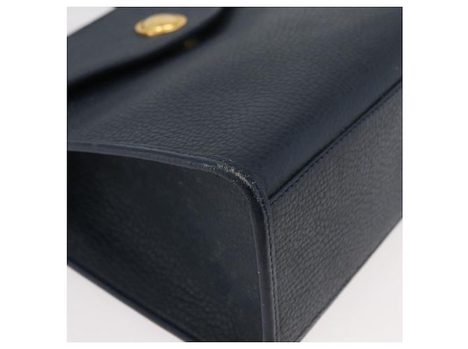 Borsa a mano Christian Dior in pelle 2 vie blu navy oro Auth ep14265 D'oro - vista 9