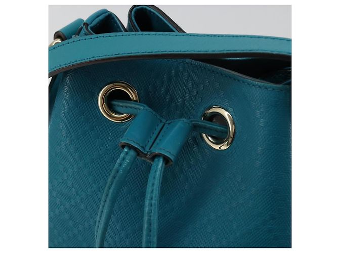 Borsa a Spalla Diamante in Pelle Blu Argento GUCCI 354229 Auth 177084A - vista 10