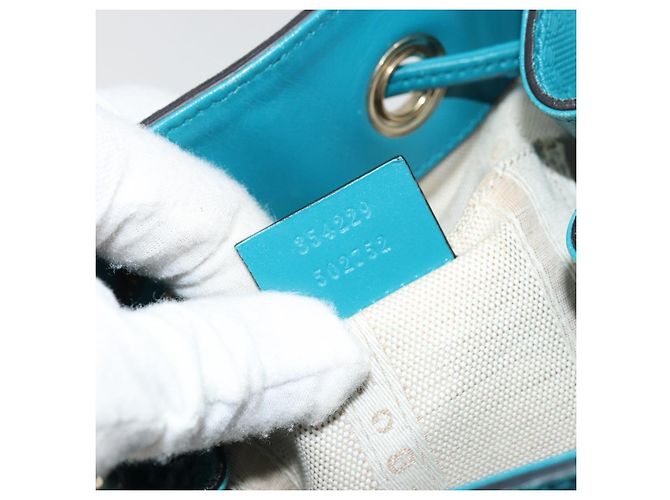 Borsa a Spalla Diamante in Pelle Blu Argento GUCCI 354229 Auth 177084A - vista 12