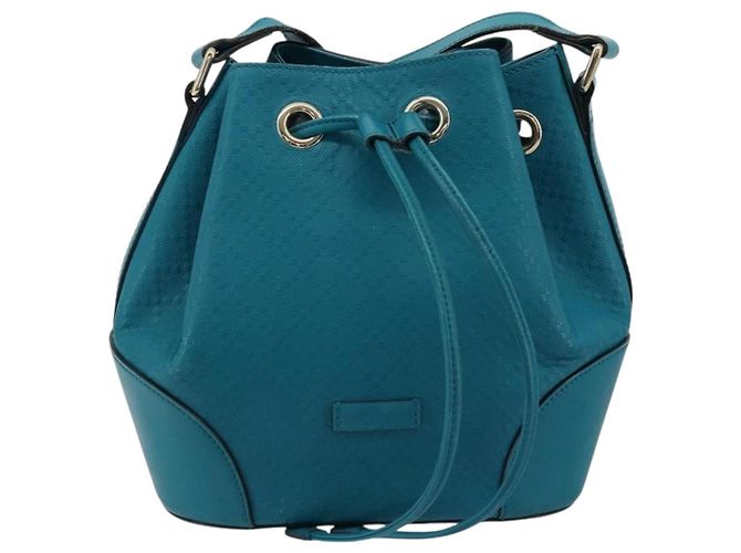 Borsa a Spalla Diamante in Pelle Blu Argento GUCCI 354229 Auth 177084A - vista 13