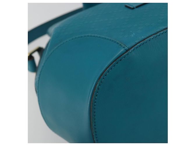 Borsa a Spalla Diamante in Pelle Blu Argento GUCCI 354229 Auth 177084A - vista 14