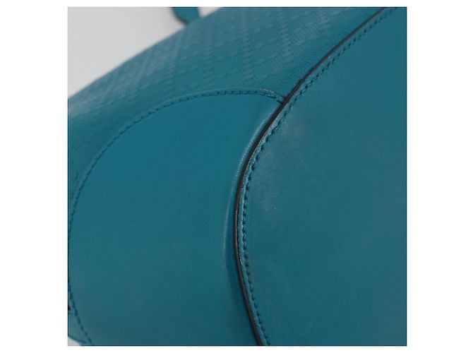 Borsa a Spalla Diamante in Pelle Blu Argento GUCCI 354229 Auth 177084A - vista 16