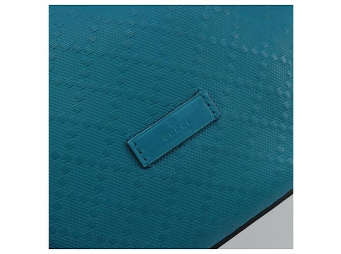 Borsa a Spalla Diamante in Pelle Blu Argento GUCCI 354229 Auth 177084A - vista 17