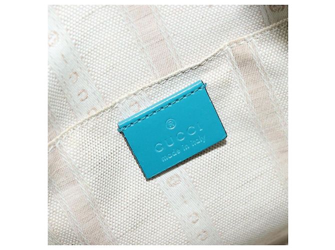 Borsa a Spalla Diamante in Pelle Blu Argento GUCCI 354229 Auth 177084A - vista 18