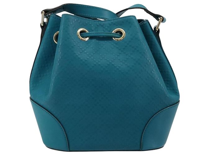 Borsa a Spalla Diamante in Pelle Blu Argento GUCCI 354229 Auth 177084A - vista 2