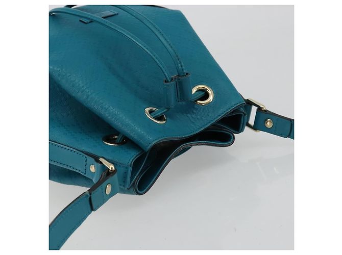 Borsa a Spalla Diamante in Pelle Blu Argento GUCCI 354229 Auth 177084A - vista 6