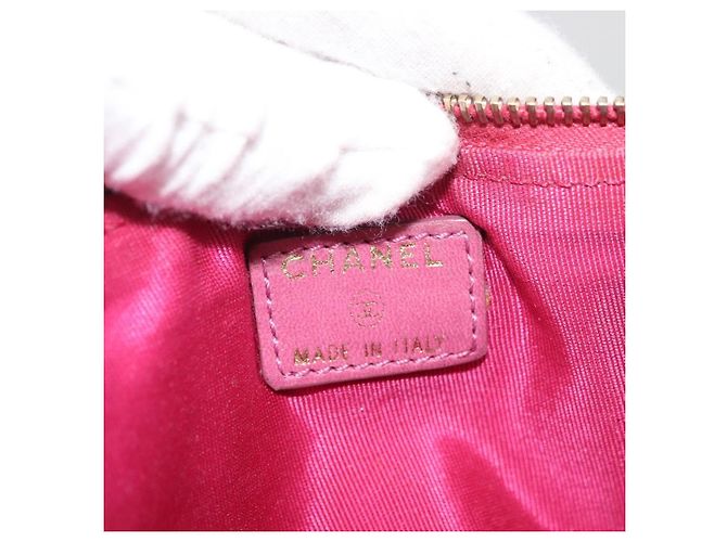 Pochette in Suede CHANEL Icon Series Rosa Oro CC Auth 176765 D'oro - vista 10