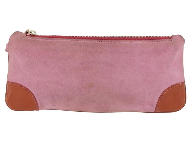 Pochette in Suede CHANEL Icon Series Rosa Oro CC Auth 176765 D'oro - vista 13