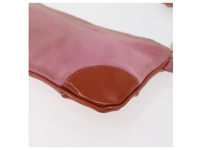 Pochette in Suede CHANEL Icon Series Rosa Oro CC Auth 176765 D'oro - vista 14