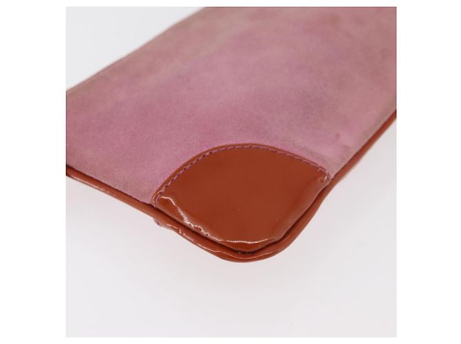 Pochette in Suede CHANEL Icon Series Rosa Oro CC Auth 176765 D'oro - vista 15