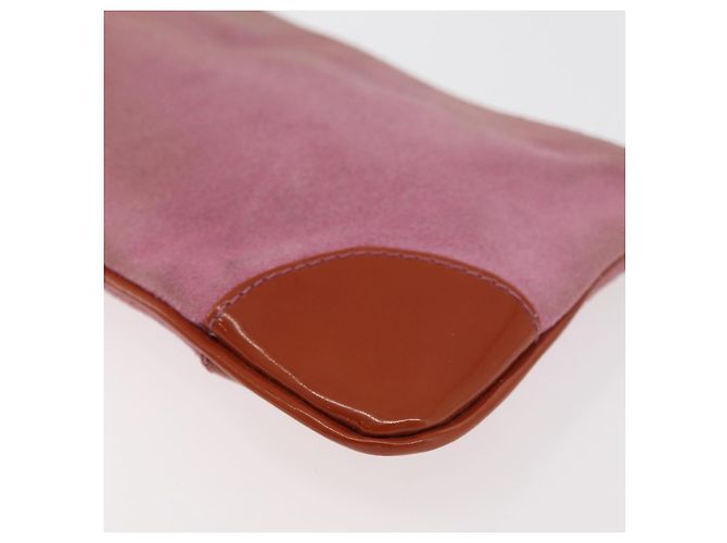 Pochette in Suede CHANEL Icon Series Rosa Oro CC Auth 176765 D'oro - vista 16