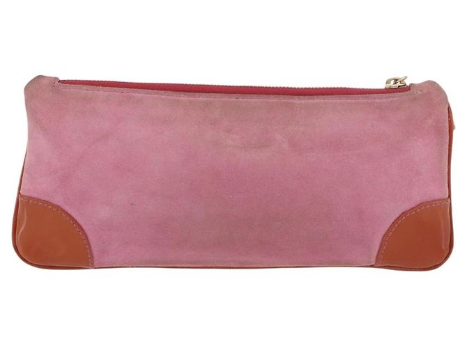Pochette in Suede CHANEL Icon Series Rosa Oro CC Auth 176765 D'oro - vista 2